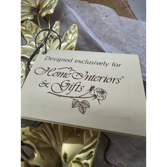 Vintage Home Interiors Wall Art Gold-tone Metal Leaves Vines 1970 Set Of 3 - Picture 3 of 7